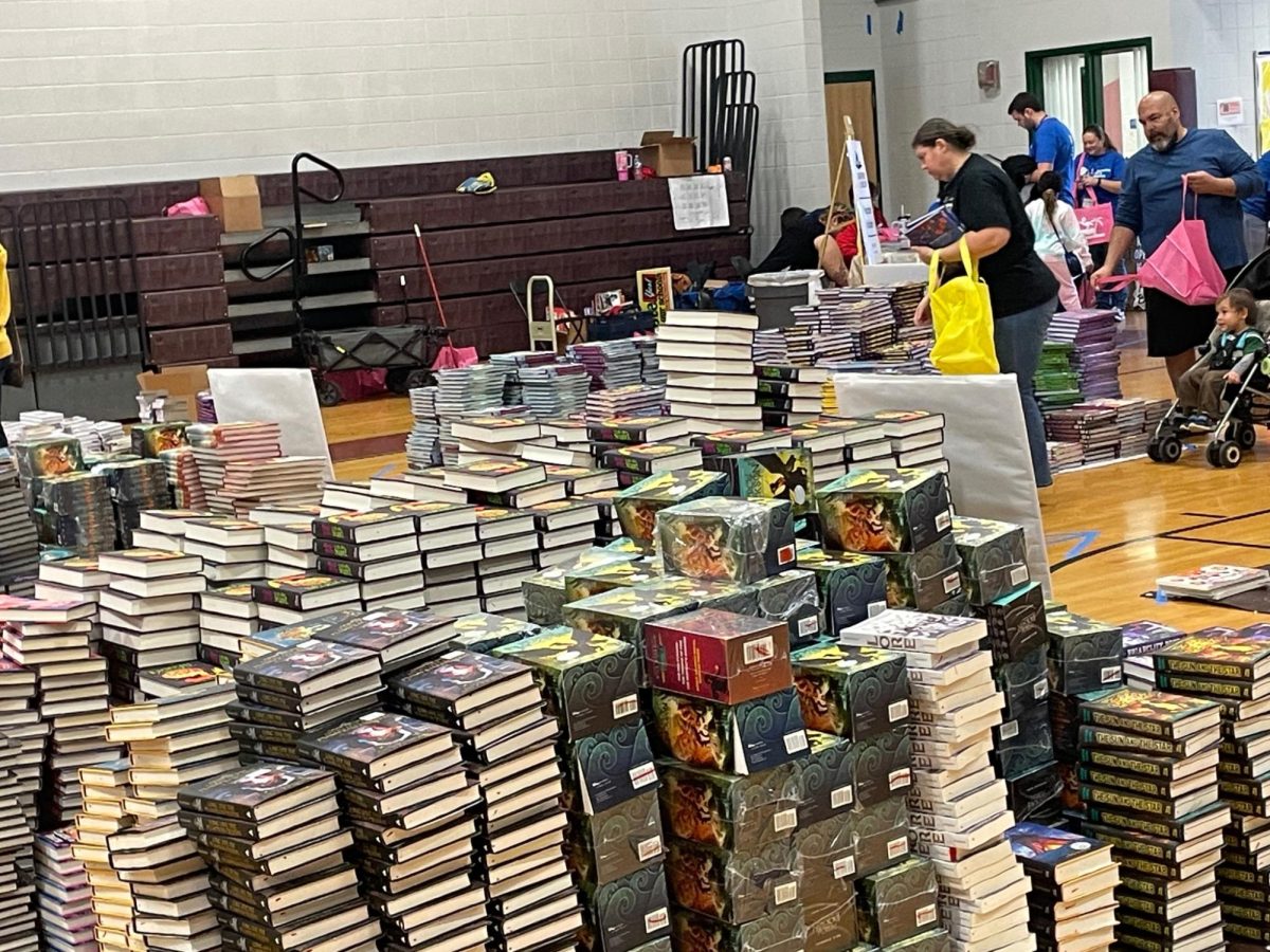 Families search among the thousands of free books.