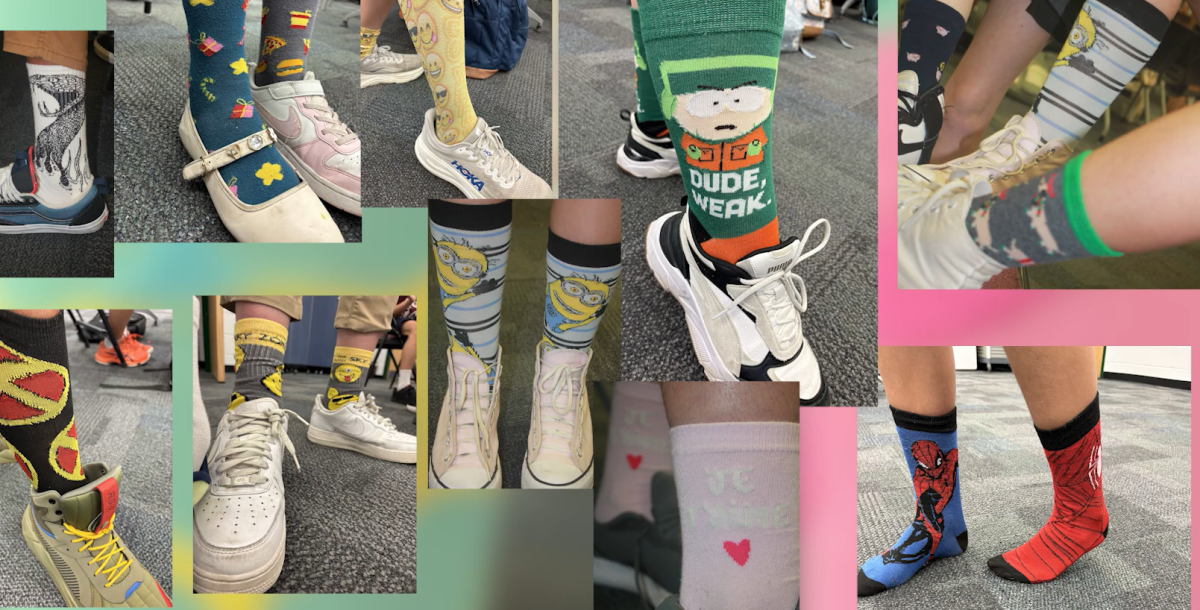 Crazy socks were the theme on the first day of JHop's Spirit Week.