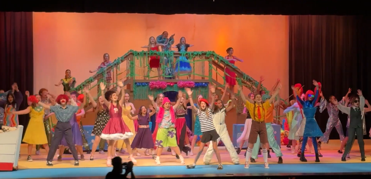 The cast of SpongeBob SquarePants the Musical performs at dress rehearsal.